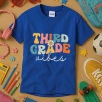 Retro Third Grade Vibes 3rd Grade Team First Day Of School Kids T-Shirt thumb 3