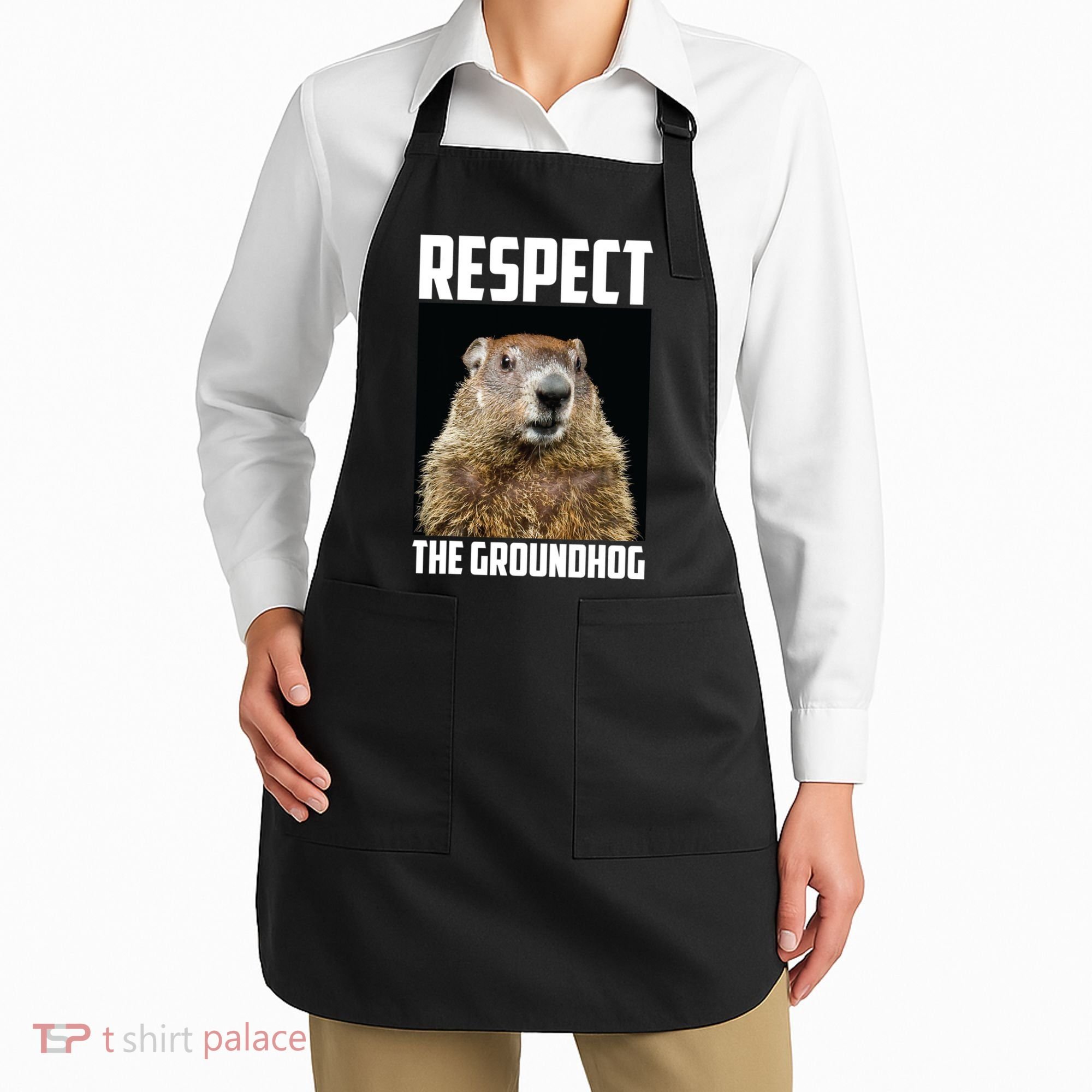 Respect The Groundhog Day Funny Rodent Gift Apron