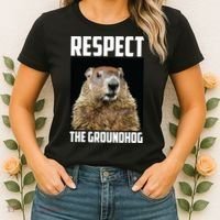 Respect The Groundhog Day Funny Rodent Gift Women's T-Shirt thumb 2