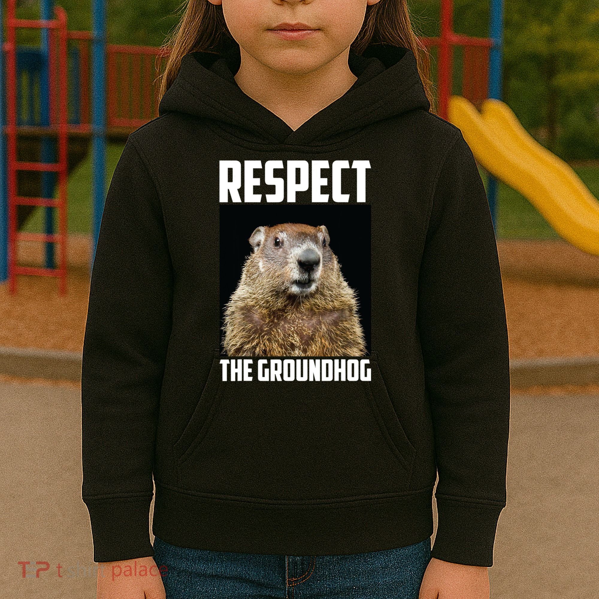 Respect The Groundhog Day Funny Rodent Gift Kids Hoodie