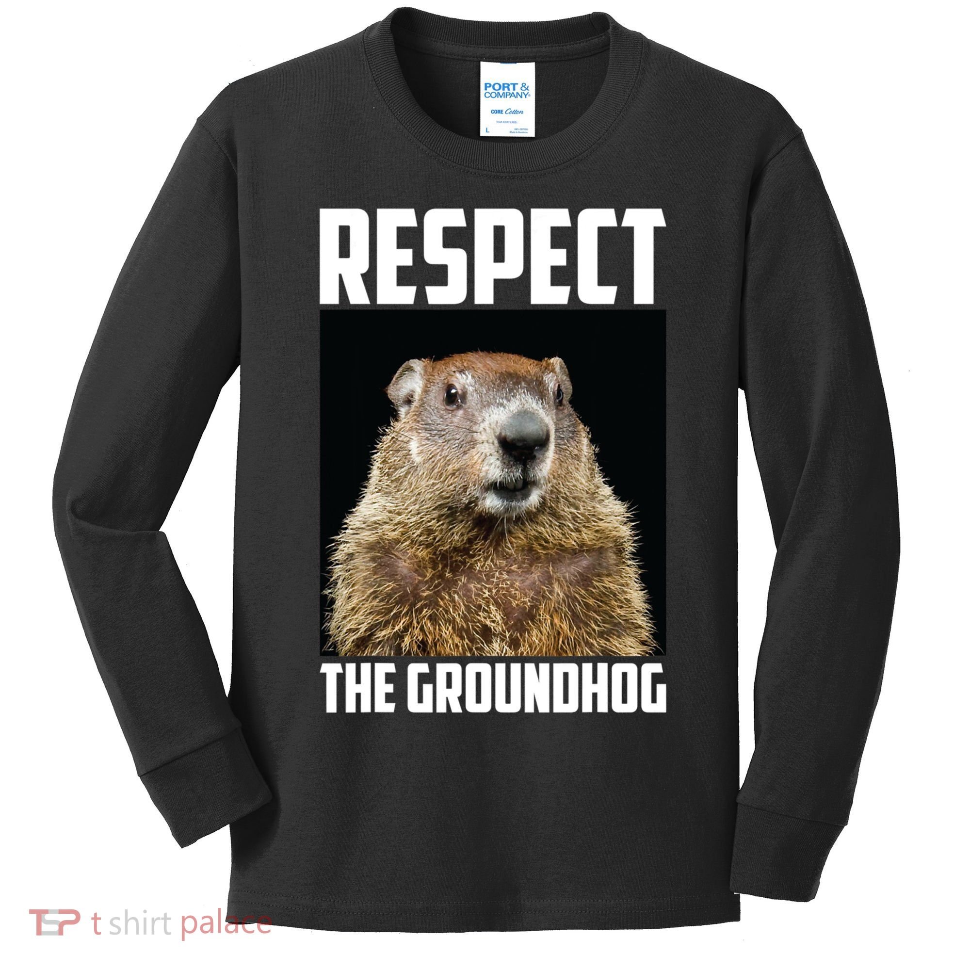 Respect The Groundhog Day Funny Rodent Gift Kids Long Sleeve Shirt