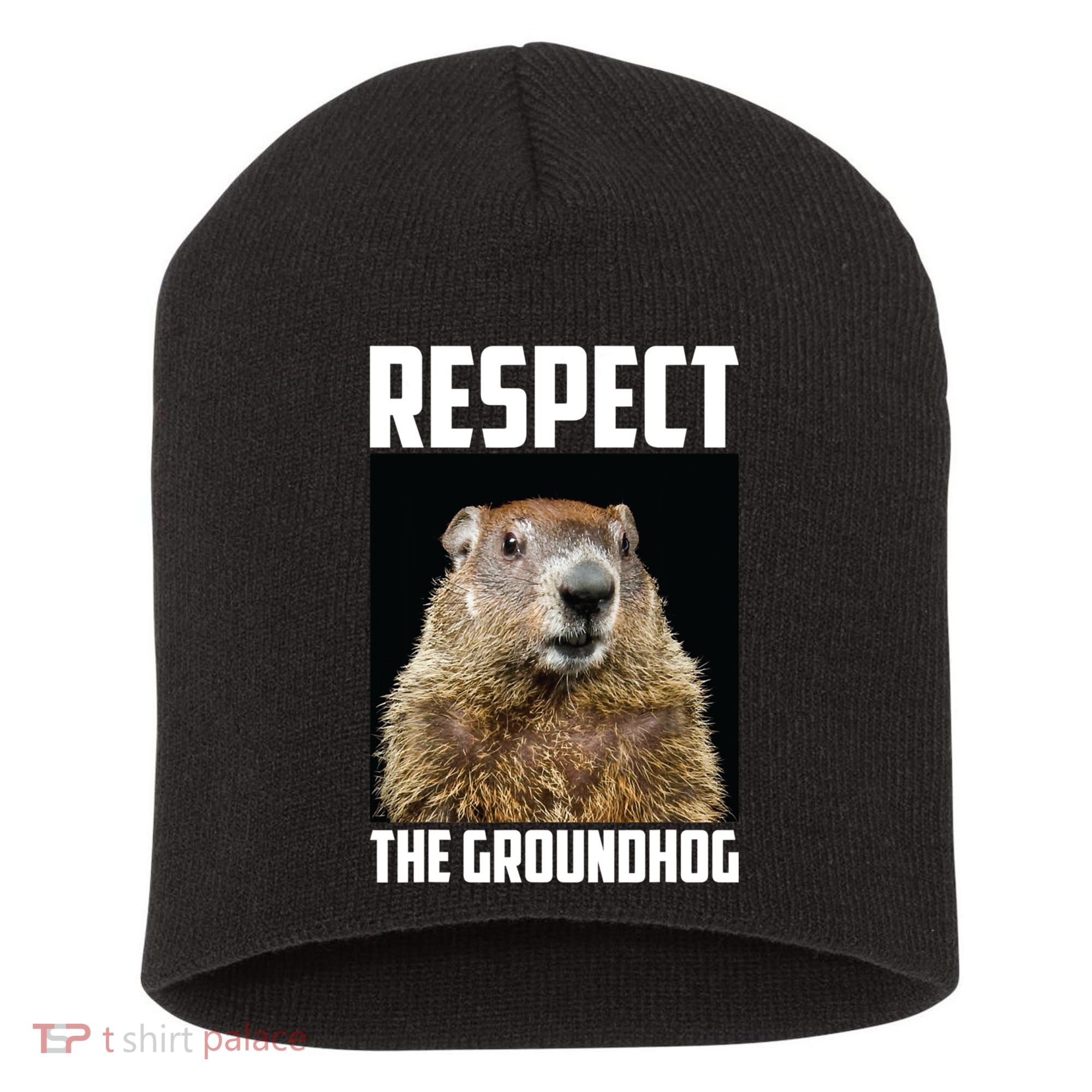 Respect The Groundhog Day Funny Rodent Gift Short Acrylic Beanie