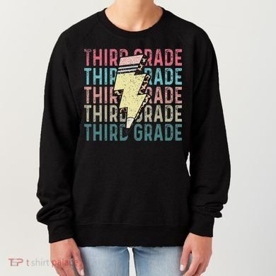 Retro Third Grade Teacher Lightning Bolt Pencil Teacher Women's Sweatshirt