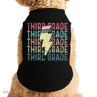 Retro Third Grade Teacher Lightning Bolt Pencil Teacher Doggie Tank thumb 0