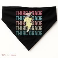 Retro Third Grade Teacher Lightning Bolt Pencil Teacher USA-Made Doggie Bandana thumb 0