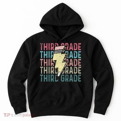 Retro Third Grade Teacher Lightning Bolt Pencil Teacher Hoodie