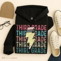 Retro Third Grade Teacher Lightning Bolt Pencil Teacher Hoodie thumb 4
