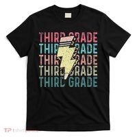 Retro Third Grade Teacher Lightning Bolt Pencil Teacher T-Shirt thumb 0