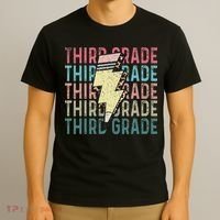 Retro Third Grade Teacher Lightning Bolt Pencil Teacher T-Shirt thumb 3