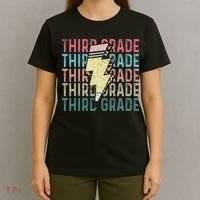 Retro Third Grade Teacher Lightning Bolt Pencil Teacher T-Shirt thumb 4