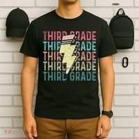 Retro Third Grade Teacher Lightning Bolt Pencil Teacher T-Shirt thumb 6