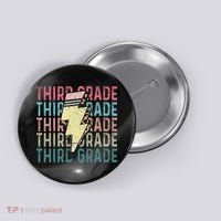 Retro Third Grade Teacher Lightning Bolt Pencil Teacher Button thumb 0