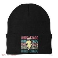Retro Third Grade Teacher Lightning Bolt Pencil Teacher Beanie thumb 0