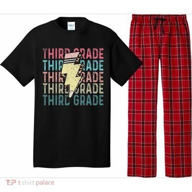 Retro Third Grade Teacher Lightning Bolt Pencil Teacher Pajama Set