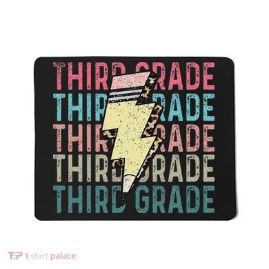 Retro Third Grade Teacher Lightning Bolt Pencil Teacher Mousepad
