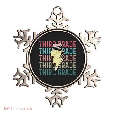 Retro Third Grade Teacher Lightning Bolt Pencil Teacher Ornament
