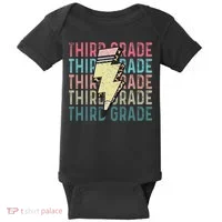 Retro Third Grade Teacher Lightning Bolt Pencil Teacher Baby Bodysuit thumb 0
