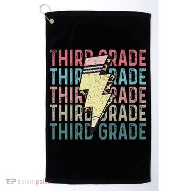 Retro Third Grade Teacher Lightning Bolt Pencil Teacher Golf Towel