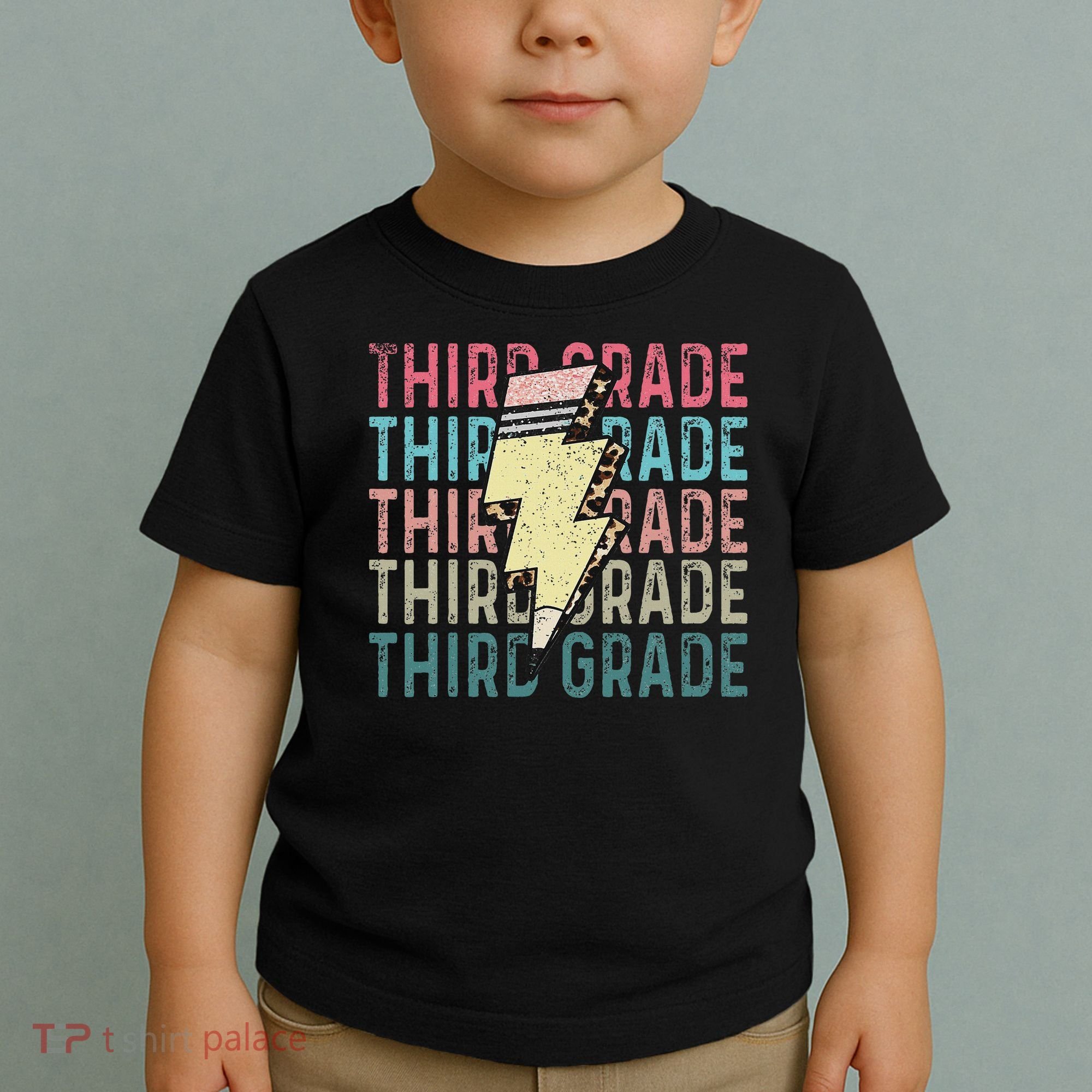Retro Third Grade Teacher Lightning Bolt Pencil Teacher Toddler T-Shirt