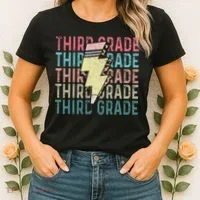 Retro Third Grade Teacher Lightning Bolt Pencil Teacher Women's T-Shirt thumb 2
