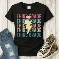 Retro Third Grade Teacher Lightning Bolt Pencil Teacher Women's T-Shirt thumb 3