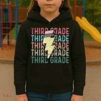 Retro Third Grade Teacher Lightning Bolt Pencil Teacher Kids Hoodie thumb 3