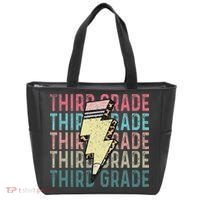Retro Third Grade Teacher Lightning Bolt Pencil Teacher Tote Bag thumb 0