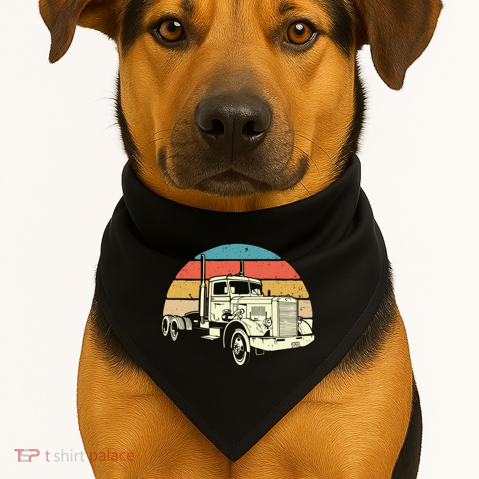 Retro Trucker Gift Big Rig Hauler Truck Driver Trucking Cool Gift USA-Made Doggie Bandana