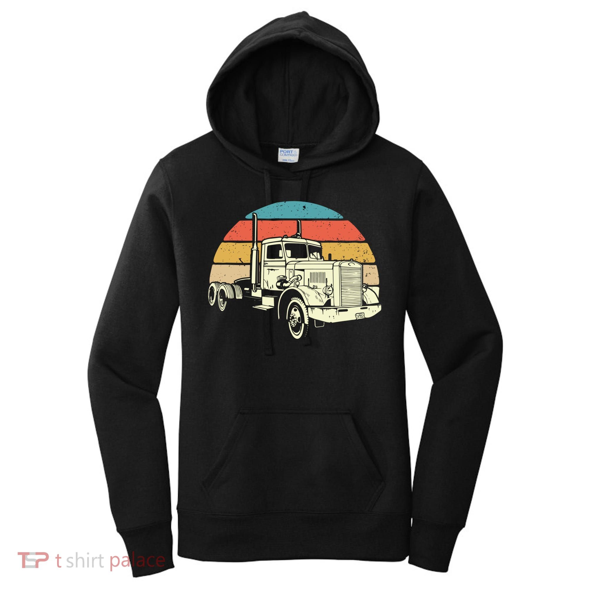 Retro Trucker Gift Big Rig Hauler Truck Driver Trucking Cool Gift Women's Hoodie