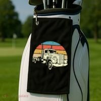 Retro Trucker Gift Big Rig Hauler Truck Driver Trucking Cool Gift Golf Towel thumb 2
