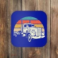 Retro Trucker Gift Big Rig Hauler Truck Driver Trucking Cool Gift Coaster thumb 0