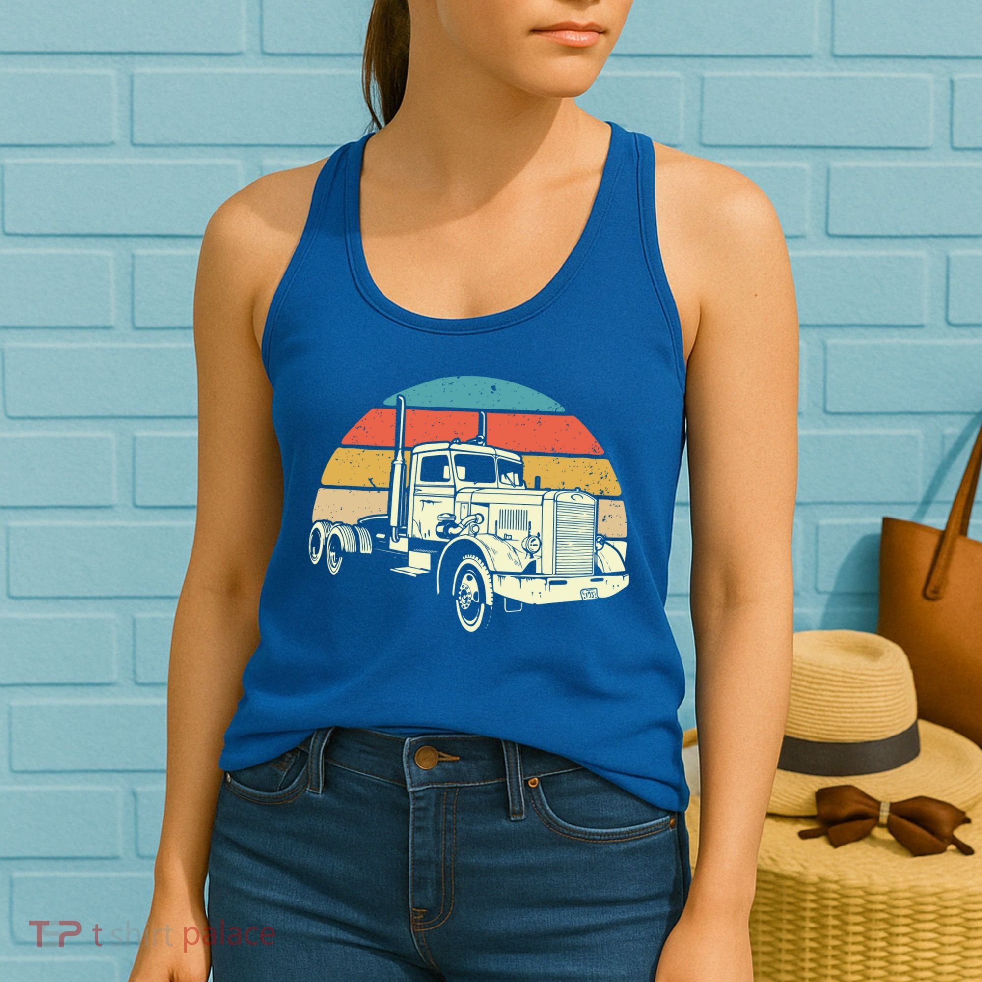 Retro Trucker Gift Big Rig Hauler Truck Driver Trucking Cool Gift Women's Tank Top