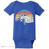 Retro Trucker Gift Big Rig Hauler Truck Driver Trucking Cool Gift Baby Bodysuit thumb 0