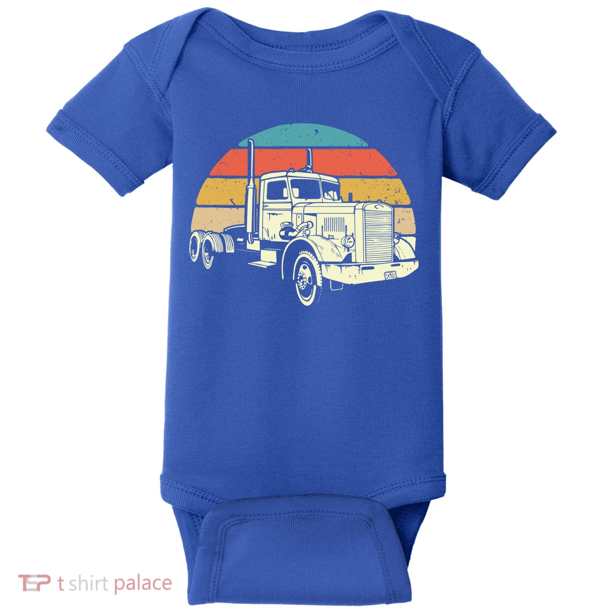 Retro Trucker Gift Big Rig Hauler Truck Driver Trucking Cool Gift Baby Bodysuit