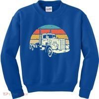 Retro Trucker Gift Big Rig Hauler Truck Driver Trucking Cool Gift Kids Sweatshirt thumb 0