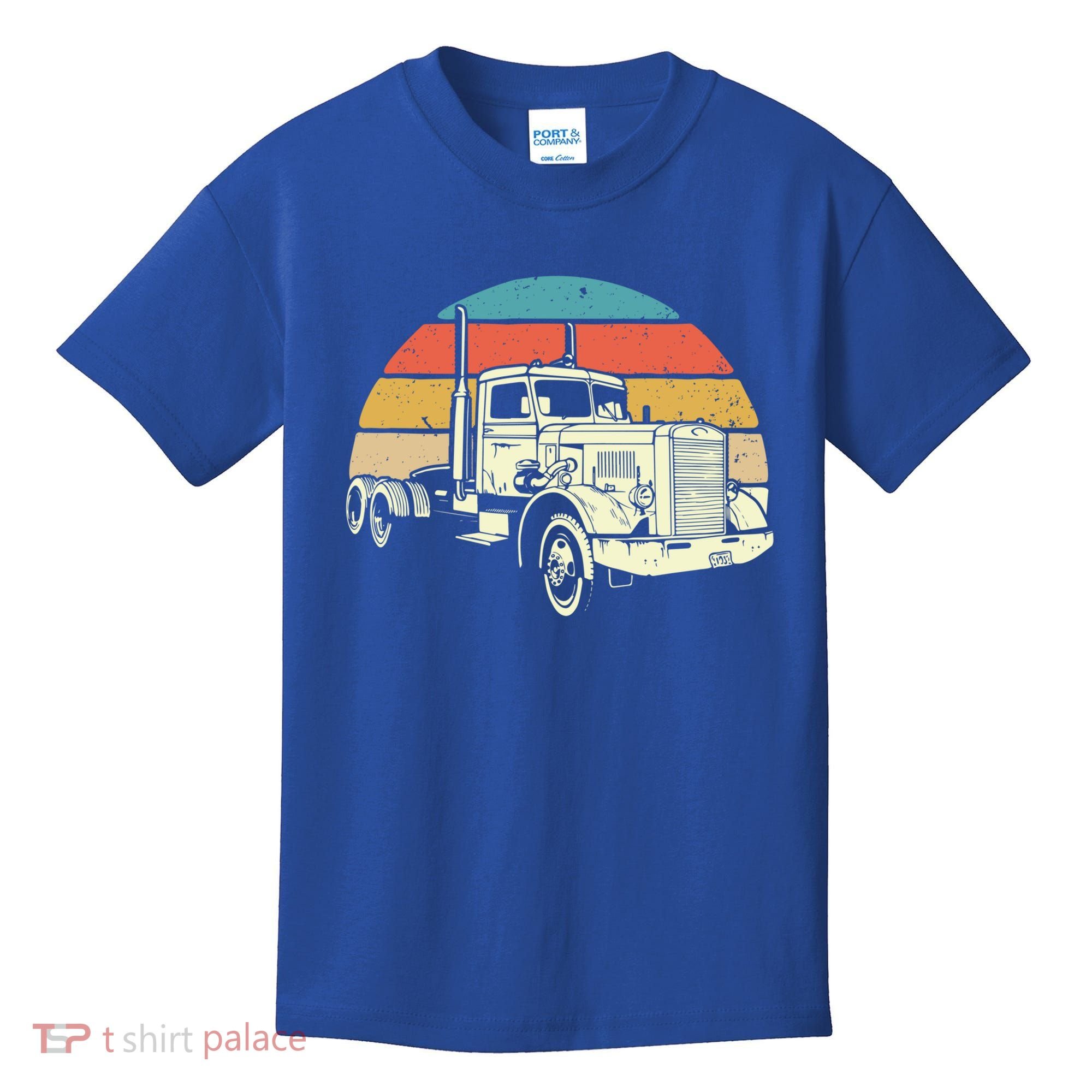 Retro Trucker Gift Big Rig Hauler Truck Driver Trucking Cool Gift Kids T-Shirt