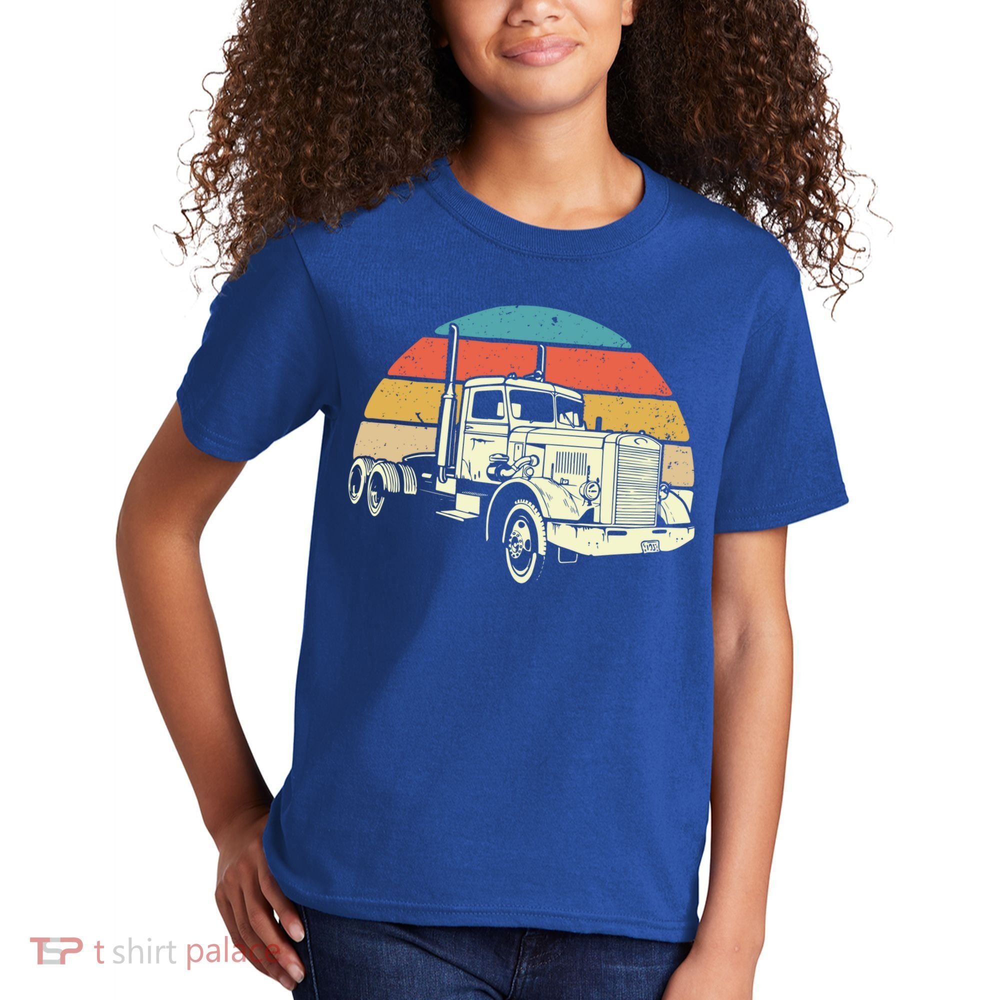 Retro Trucker Gift Big Rig Hauler Truck Driver Trucking Cool Gift Kids T-Shirt