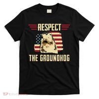 Respect The Groundhog Woodchuck Photo Groundhog Day T-Shirt thumb 0