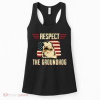 Respect The Groundhog Woodchuck Photo Groundhog Day Women's Tank Top thumb 0