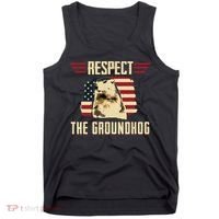 Respect The Groundhog Woodchuck Photo Groundhog Day Tank Top thumb 0