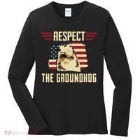 Respect The Groundhog Woodchuck Photo Groundhog Day Women's Long Sleeve Shirt thumb 0