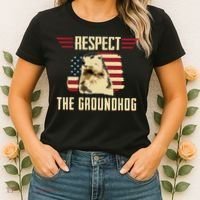 Respect The Groundhog Woodchuck Photo Groundhog Day Women's T-Shirt thumb 2