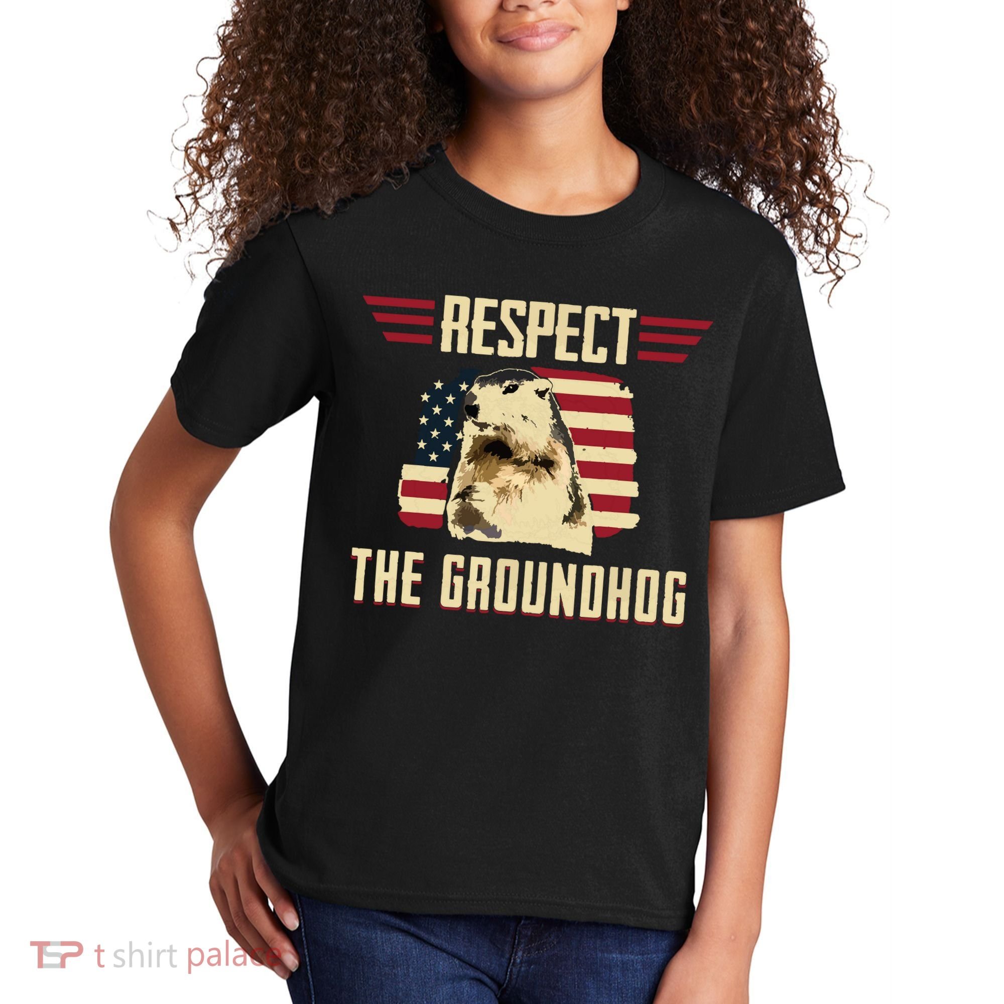 Respect The Groundhog Woodchuck Photo Groundhog Day Kids T-Shirt
