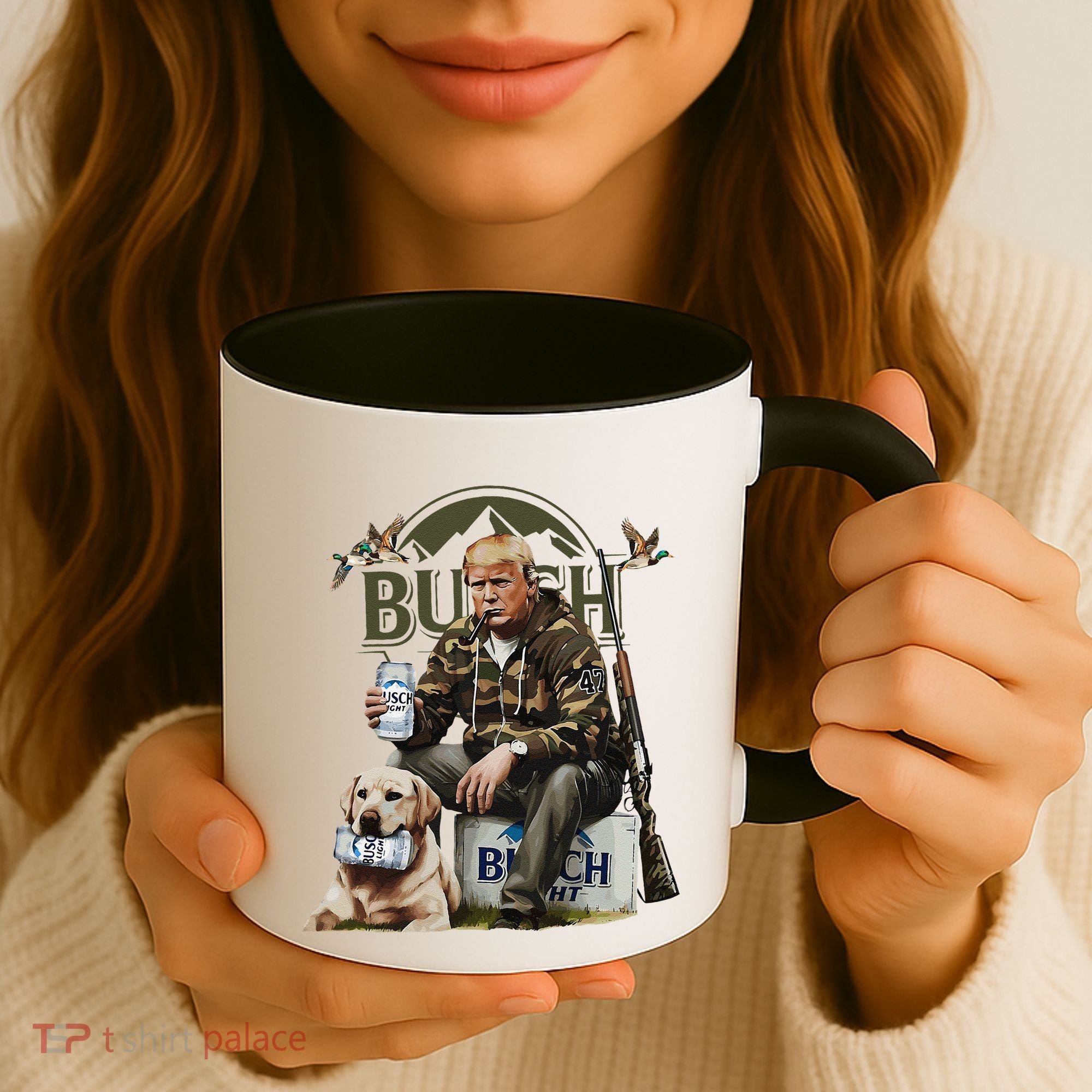 Retro Trump Hunting Deer Funny Beer Drinking Beer Hunting Coffee Mug