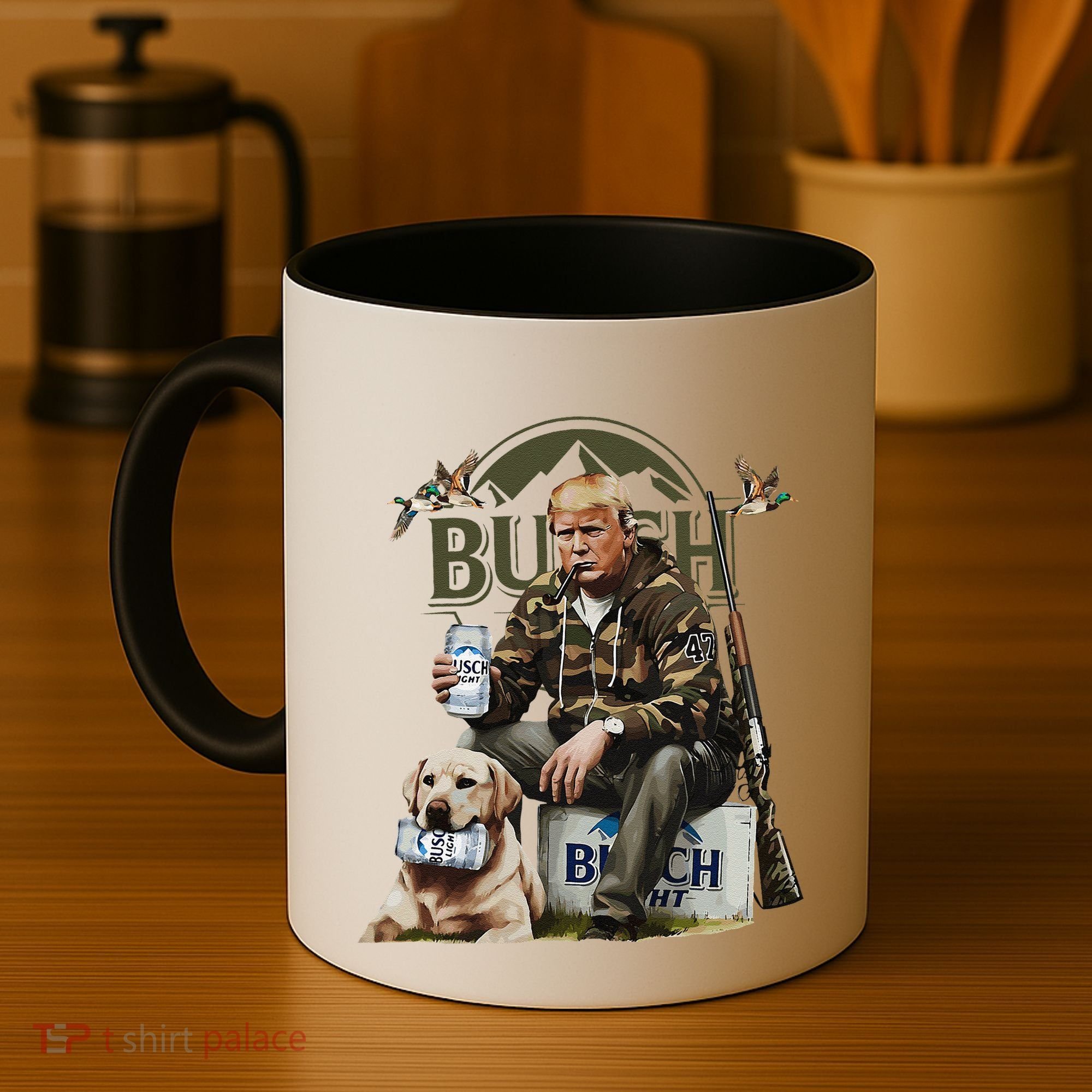 Retro Trump Hunting Deer Funny Beer Drinking Beer Hunting Coffee Mug