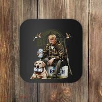 Retro Trump Hunting Deer Funny Beer Drinking Beer Hunting Coaster thumb 0