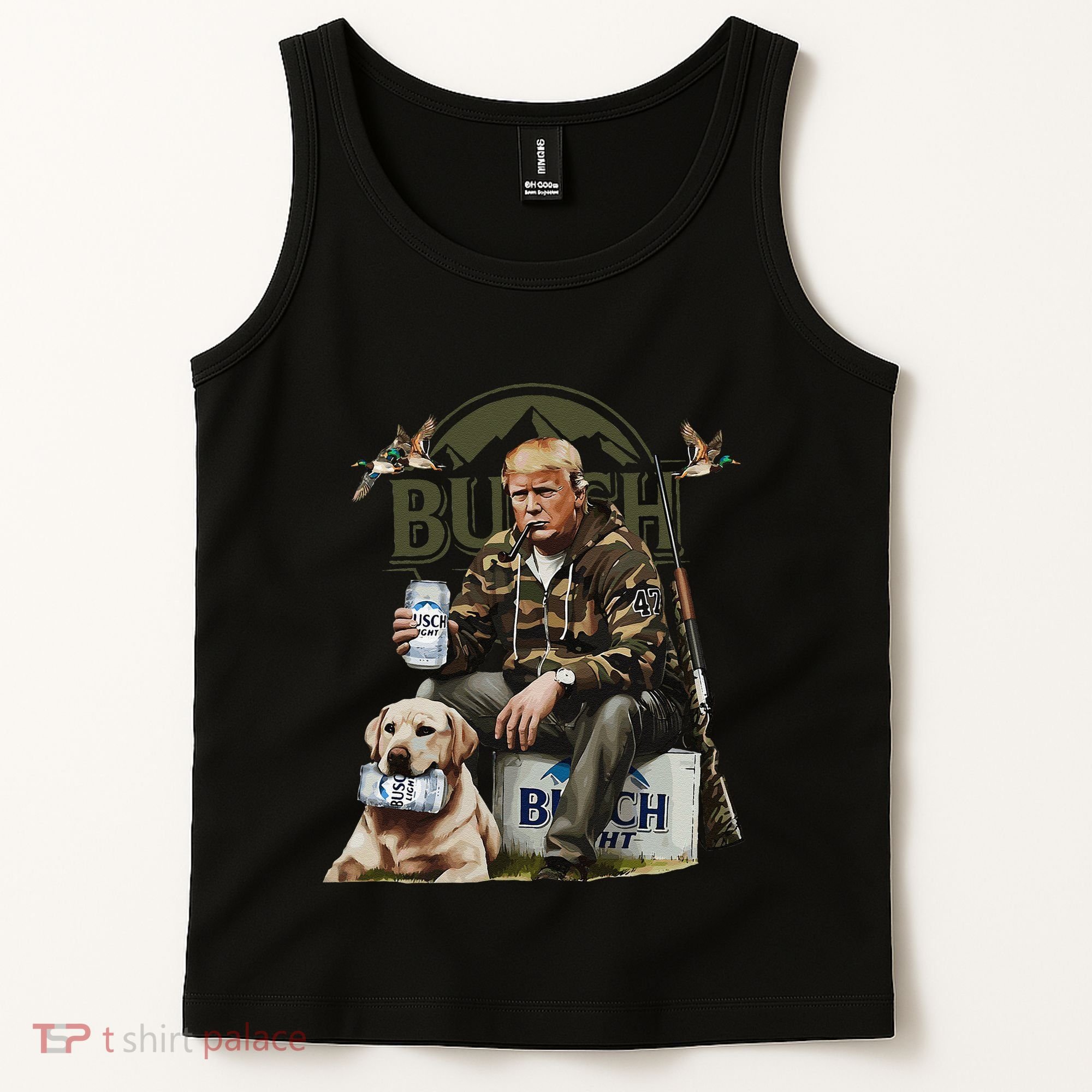 Retro Trump Hunting Deer Funny Beer Drinking Beer Hunting Tank Top