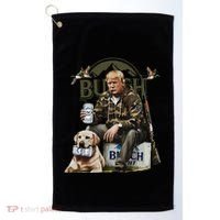 Retro Trump Hunting Deer Funny Beer Drinking Beer Hunting Golf Towel thumb 0