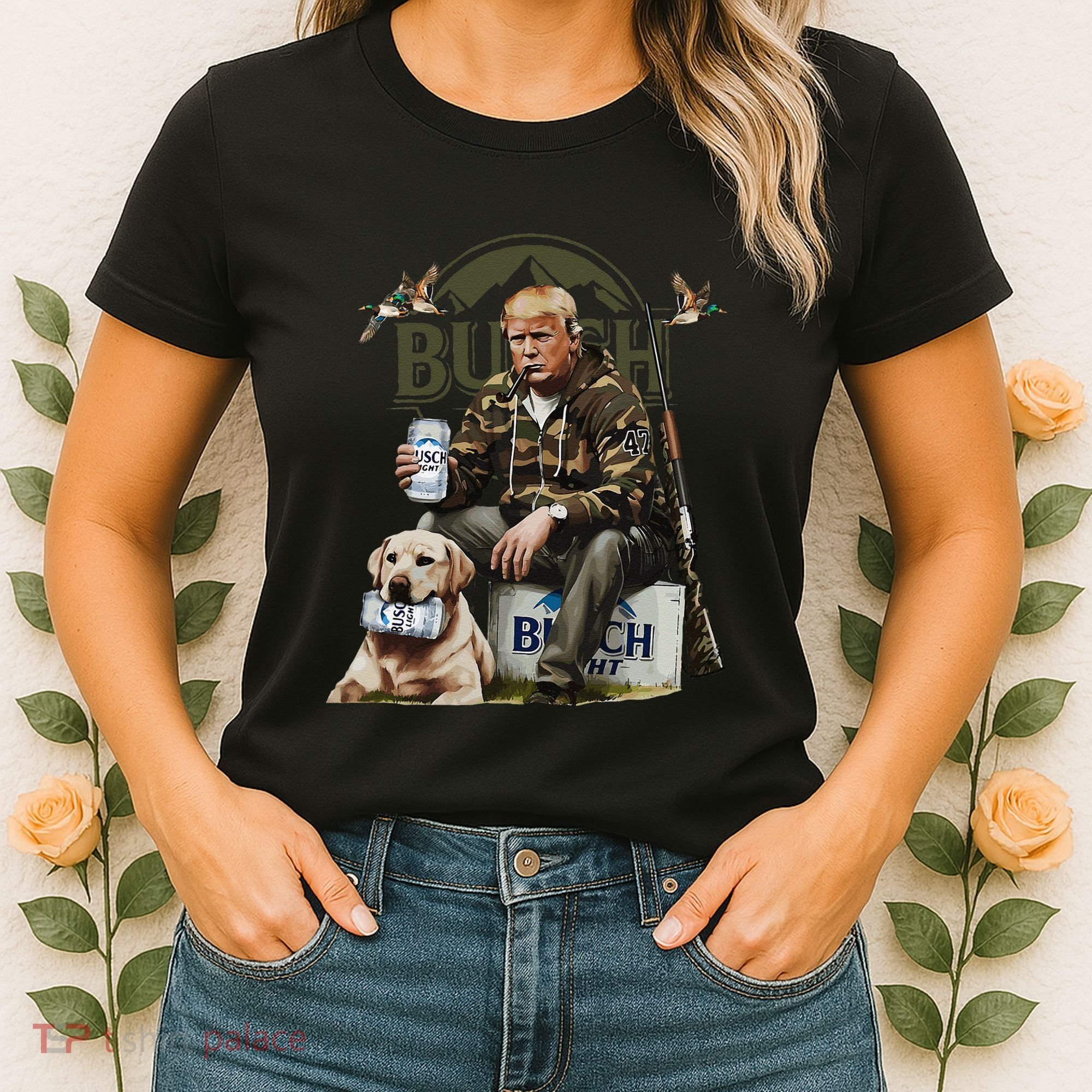 Retro Trump Hunting Deer Funny Beer Drinking Beer Hunting Women's T-Shirt