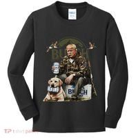 Retro Trump Hunting Deer Funny Beer Drinking Beer Hunting Kids Long Sleeve Shirt thumb 0